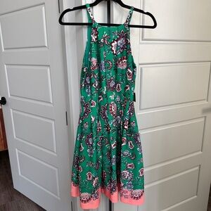 Vince Camuto Floral Halter Neck Scuba Crepe Fit & Flare Dress